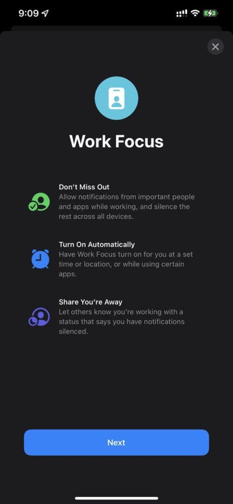 Apple iOS 15 - Work Focus